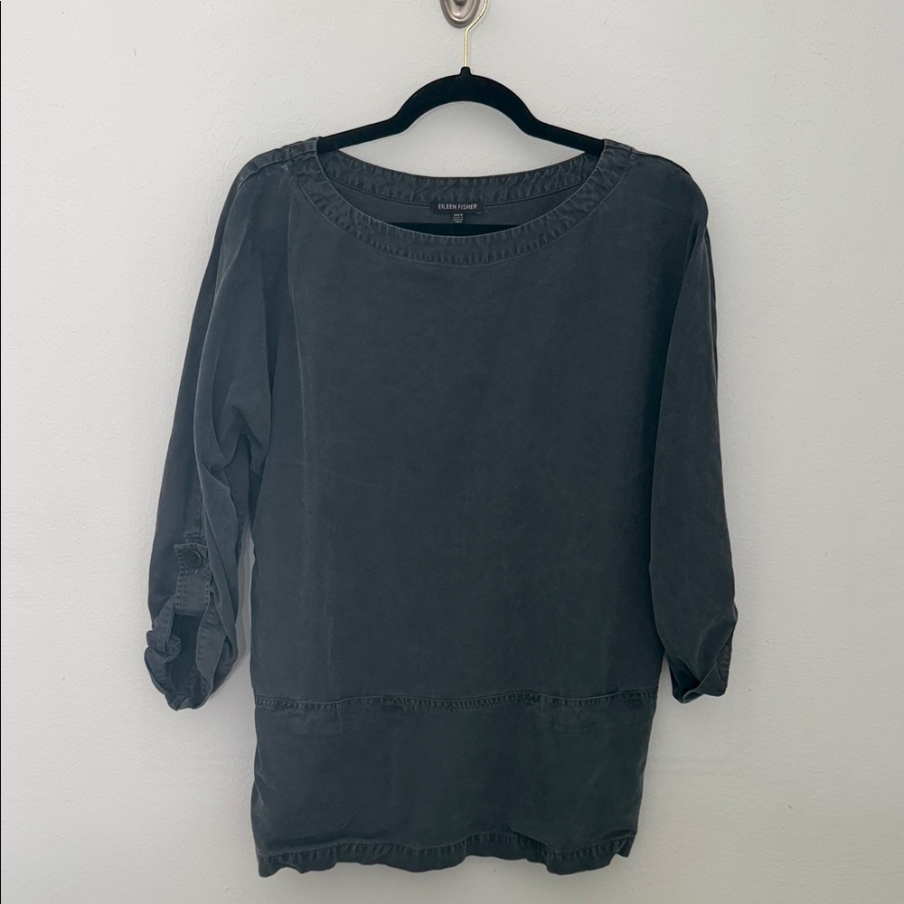 Eileen Fisher Slate Gray Relaxed Tunic Top